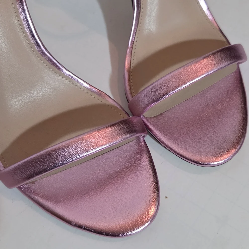 NWB RACHEL ZOE Sz 7, Metallic Pale Pink, Ema 2 Stiletto Sandal, Leather - Picture 2 of 7
